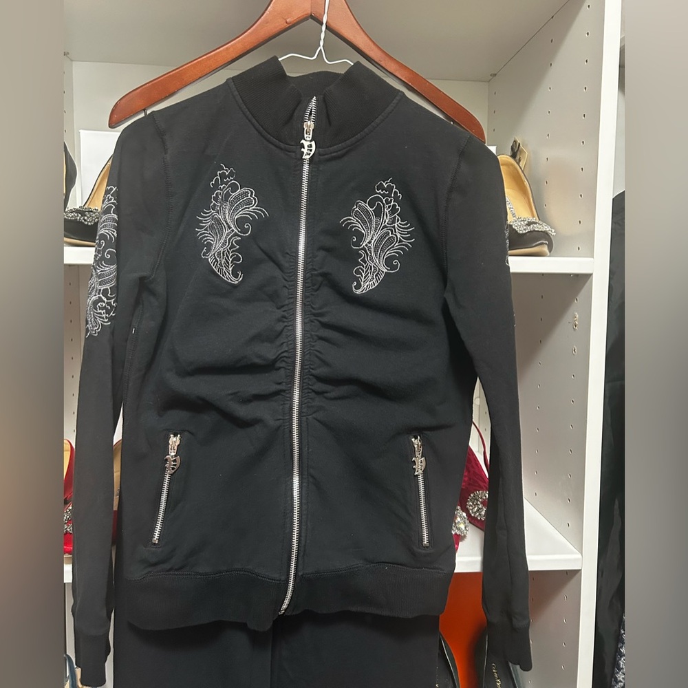 Vertigo Paris Black Bomber Jacket with Embroidered Design beautiful set